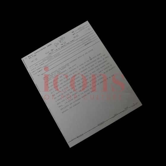 Paperwork — Atlantic Records "File Copy" Telex - Statement on Bon Scott's Passing