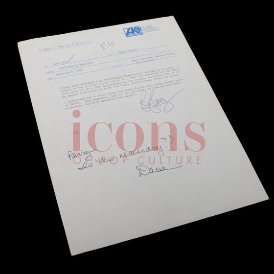 Paperwork — 1982 Atlantic Records Inter-Office Memo