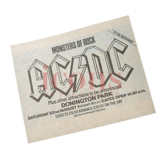 Tickets & passes — 1984 Monsters of Rock Donington Park Ticket Stub