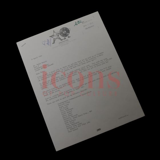 Paperwork — 1980 Atlantic Records "File Copy" Letter